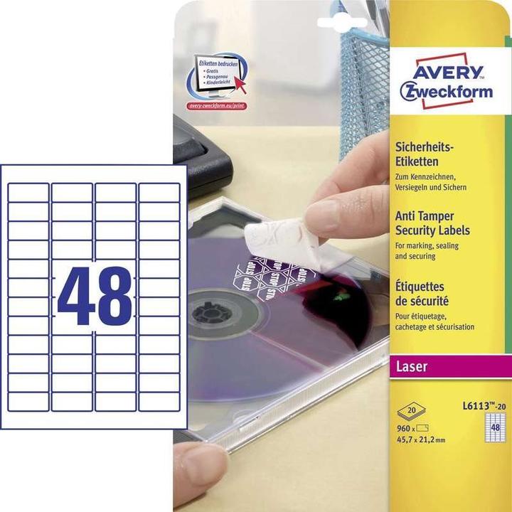 Produktbild Avery Sicherheitsetiketten L6113-20