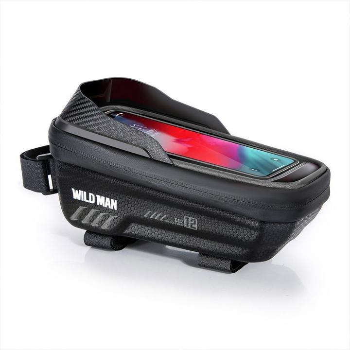 Actual product image Wildman Bicycle accessory traveling bag for bike frame with zipper 1L (4 "- 7") ES12 black (1 l, Frame bag)