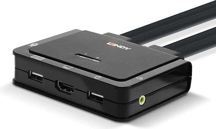 Image du produit Lindy Commutateur KVM HDMI 2 ports USB 2.0 Compact. HDMI 3D et USB 2.0 compliant Audio et Mic