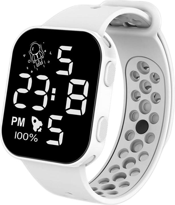 Image du produit Cbx P1 Fashion Montre numérique à LED avec bracelet en silicone Affichage 12 heures Blanc (33 mm)