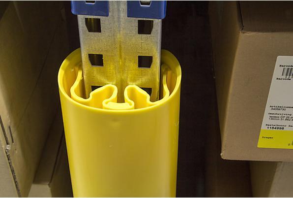 Actual product image Boplan Shelf unit end protection, HxWxD 600 x 126 x 142 mm, yellow.