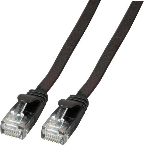 Image du produit EFB Elektronik Fabricant : Câble patch plat RJ45 U/UTP, Cat.6A, 3m, noir (U/UTP, CAT6a, 3 m)