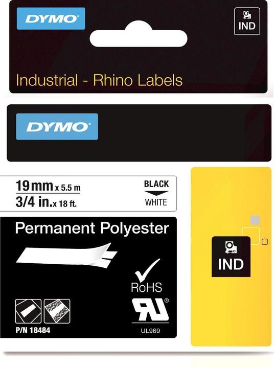 Dymo Rhino ID2 Polyesterband 18765, weiss (1.90 cm, Weiss)