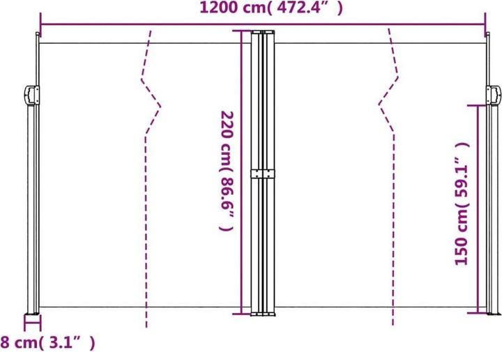 Actual product image VidaXL Extendable side awning (2.20 m)