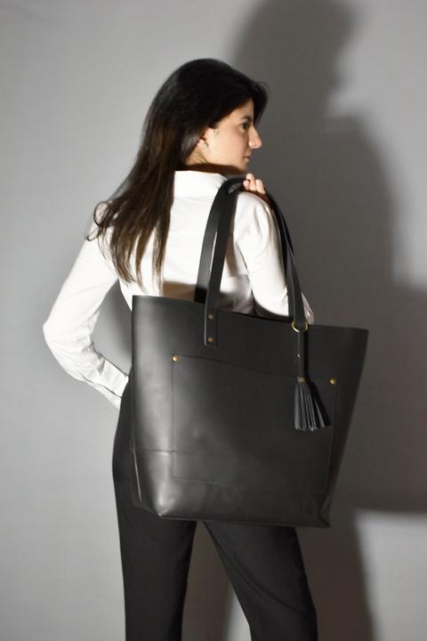 Image du produit Only-Bags.Store Sac en cuir, sacoche en cuir noir avec fermeture éclair, sac de travail, porte-monnaie en cuir