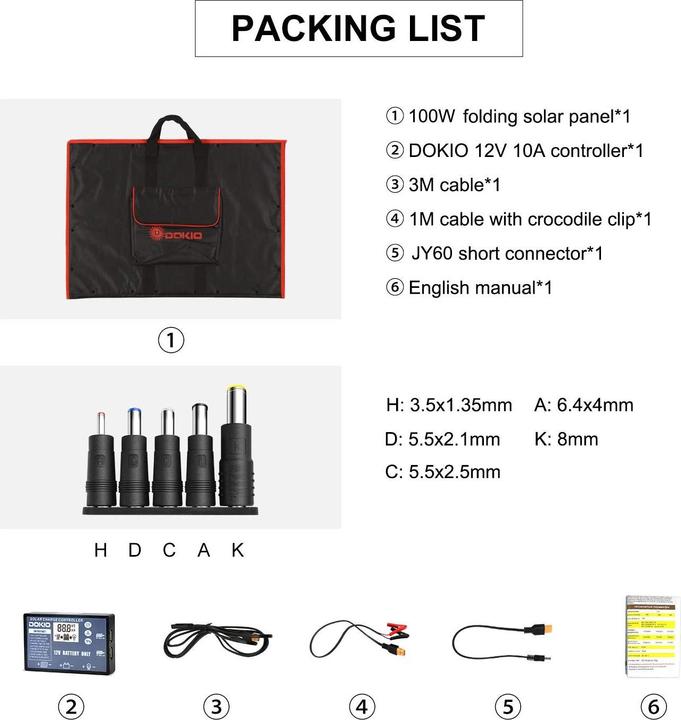 Produktbild Dokio Faltbares Solarmodul (110 W, 2.10 kg)