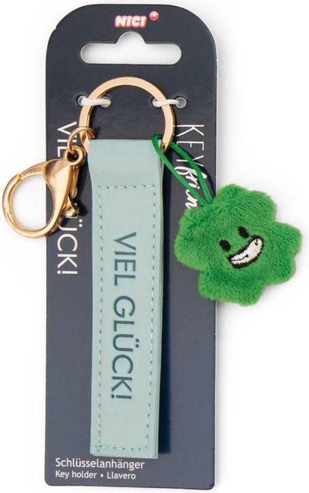 Produktbild Magni NICI Schlüsselanhänger Viel Glück! Kunstlederband mit Kleeblatt türkis 10cm