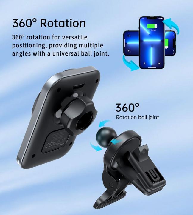 Actual product image Choetech T206-F car holder with inductive charger up to 15W - black