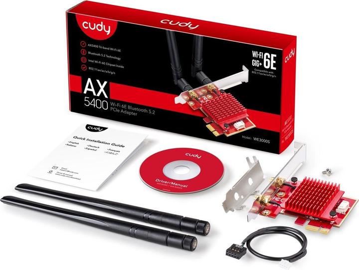 Image du produit Cudy WE3000S. Intégré. Technologie de transmission : Sans fil, Interface hôte : PCI Express, Interface : (Mini PCI Express)