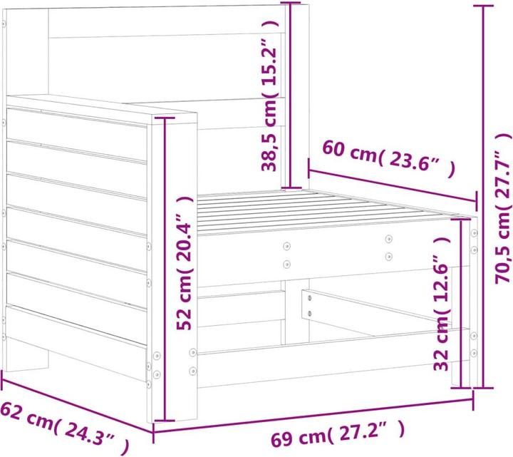 Produktbild VidaXL Gartensofa mit Armlehne