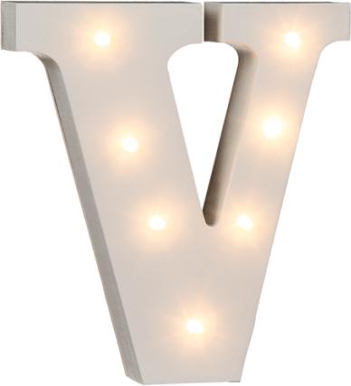 Actual product image Ootb Illuminated wooden letter V, with 7 LEDs, approx. 16 cm