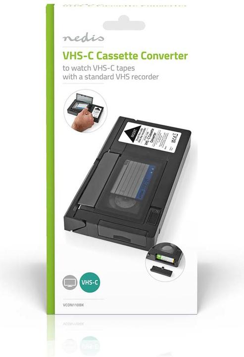 Actual product image Nedis VHS Converter Conversion: VHS-C to VHS Plug and Play Black