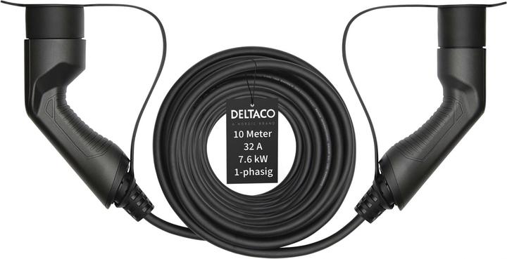 Produktbild Deltaco EV-Ladekabel, E-Auto & Hybrid, Typ2 auf Typ2, 32 A, 7,6 kW, 1-phasig (Typ 2, 7.60 kW, 32 A, 10 m)