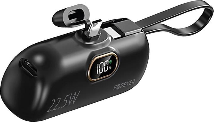 Immagine prodotto Forever mini power bank MTB-100 22,5W 5000 mAh USB C nero (5000 mAh, 22.50 W, 22.50 Wh)