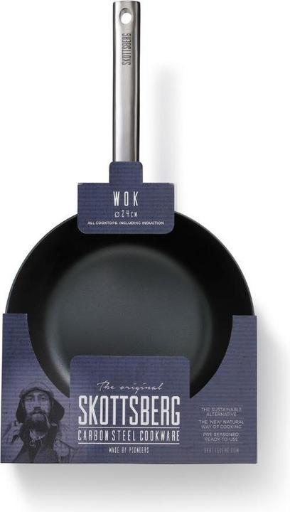 Actual product image Skottsberg Wok carbon steel, 24 cm diameter, stainless steel handle (24 cm, Wok, Carbon steel)