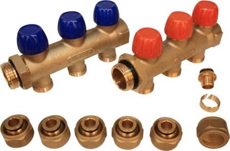 Produktbild Wavin Tigris Fordelerrørssaet 1" 3vejs Inkl. 20x2,0 mm Pex koblingssaet