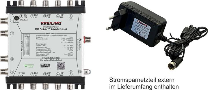 Image du produit Kreiling KR 5-5-4-16UNIMSKIII Commutateur Unicable 4 sorties 16 utilisateurs (Multi commutateur)