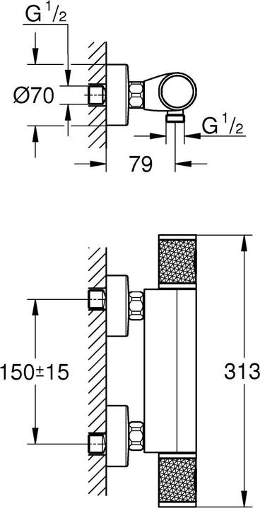 Actual product image Grohe Grohtherm 1000 Performance thermostatic shower mixer
