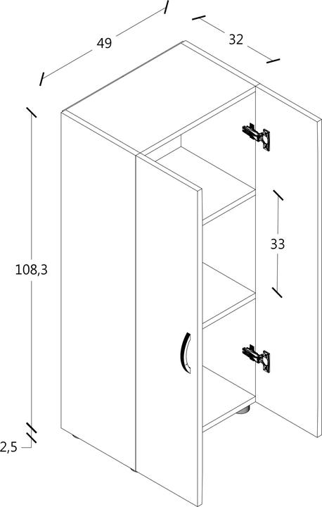 Immagine prodotto VCM Armadietto per ufficio Libri Armadietto per archiviazione Armadietto per mobili da ufficio Ulas (49 x 34 x 108 cm)