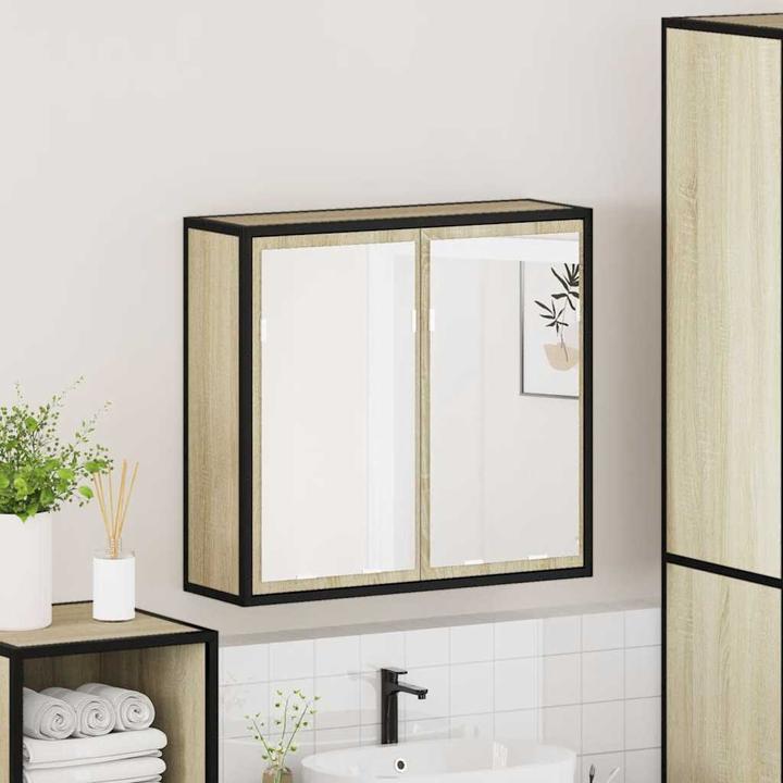 Produktbild VidaXL Bad-Spiegelschrank Sonoma-Eiche 65x20x60 cm Holzwerkstoff (65 x 20 x 60 cm)