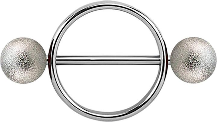 Image du produit Star Piercing Barbell rond argenté avec deux boules mouchetées (Acier chirurgical 316L)