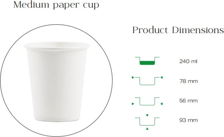 Immagine prodotto TeCup Pappbecher, Trinkbecher, Heissgetränk, Kaffeebecher 8 oz (240 ml) (100 x)