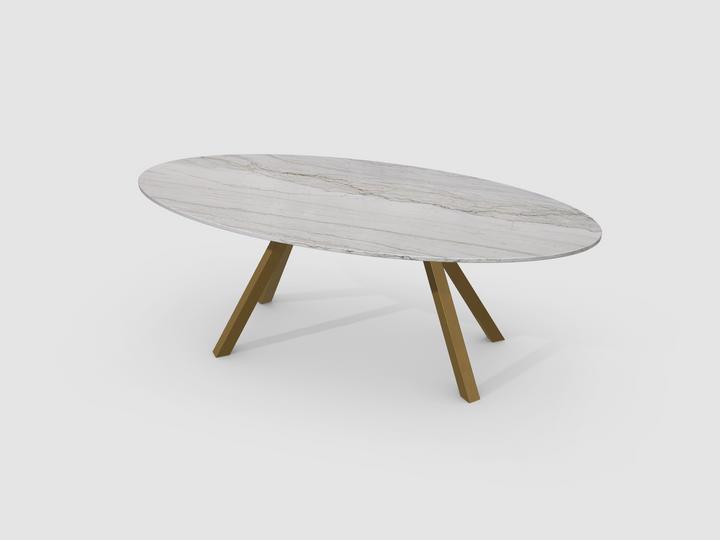 Actual product image Hans Eisenring Oval Sea Pearl dining table, bronze frame