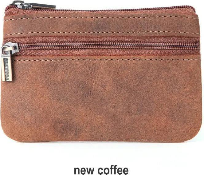 Only-Bags.Store Vintage Crazy Horse Leder Münze Geldbörse Echtes Leder Reissverschluss Münze Brieftasche Retro Key