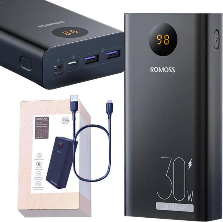 Actual product image Romoss Powerbank PEA30 30000mAh (black) (30000 mAh, 30 W, 30000 Wh)