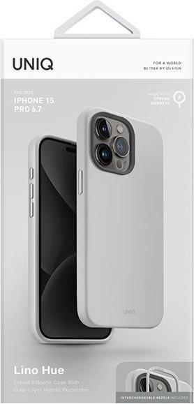 Productafbeelding Uniq etui Lino Hue iPhone 15 Pro Max 6,7" Magclick Opladen jasnoszary/krijtgrijs (Apple iPhone 15 Pro Max)