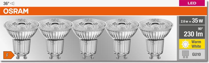 Actual product image Osram GU10 reflector - Par16 (GU10, 2.60 W, 230 lm, 5 x, F)