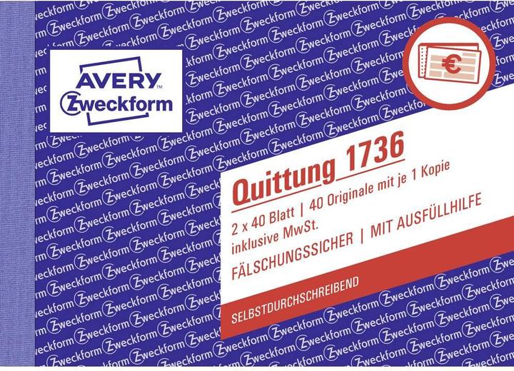 Produktbild Avery Formularbuch "Quittung", SD, 4+1 GRATIS (40 x)