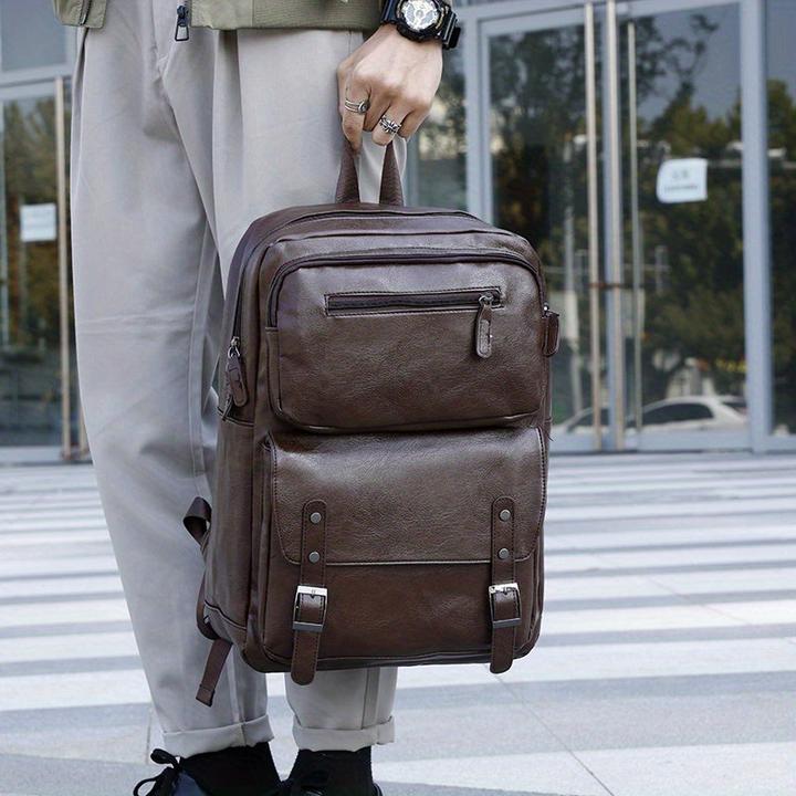Produktbild Only-Bags.Store Stilvolle 15.6 Kunstleder Laptop-Tasche, Business-Rucksack für Männer, Reiserucksack