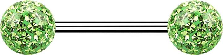 Produktbild Star Piercing Micro Barbell silber mit zwei Kugeln hellgrün Epoxy Schutzschicht (Chirurgenstahl 316L, ohne Messing)