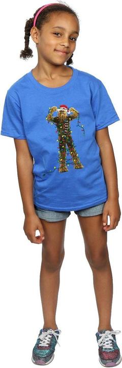 Actual product image Star Wars Girls Chewbacca Christmas Lights Cotton T-Shirt (140, 146)