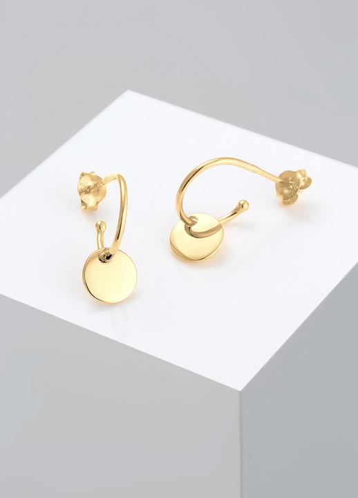 Produktbild Elli Creolen mit Stecker und Plättchen Design (Sterling Silber)