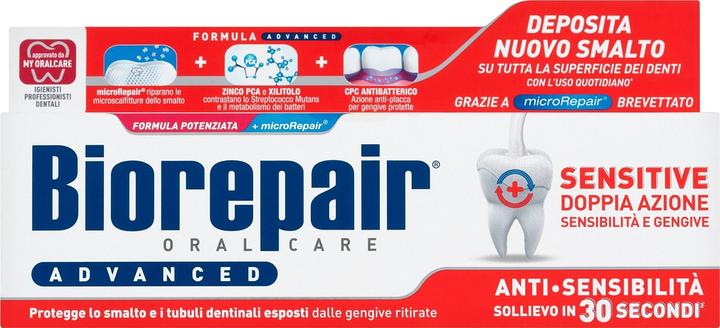 Produktbild Biorepair Advanced Sensitive Toothpaste Double Action für Empfindlichkeit und Zahnfleisch (75 ml)