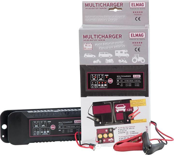 Immagine prodotto Elmag Caricabatterie automatico 6/12 V. CARICATORE MULTIPLO 14120 (14.4 V, 1 A)