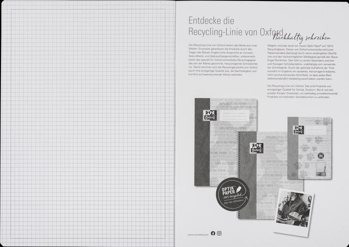 Produktbild Oxford Recycling Schulheft A4, Lineatur 40 (A4, Kariert, Harter Einband)
