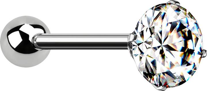 Image du produit Star Piercing Micro Threadless Barbell argenté avec boule et boule sertie de cristal argenté (sans laiton, Titane G23)