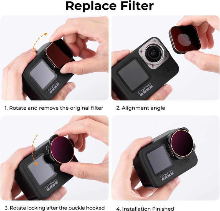 Image du produit K&F Concept Filtres ND&PL (8/16/32/64) Kit pour Hero 9 / Hero 10 (Hero 10, GoPro Hero 9)