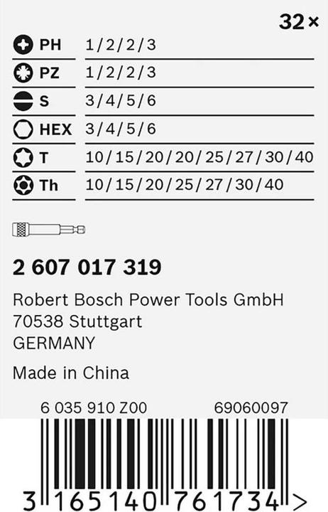 Produktbild Bosch Professional Zubehör Bits-Satz mit Klingenhalter (Kreuz Phillips PH M1, Kreuz Pozidriv PZ M1, Kreuz Pozidriv PZ M2, Kreuz Phillips PH M3, Kreuz Pozidriv PZ M3, Innensechsrund TX mit Loch M10, Innensechsrund TX Mit Loch M25, Innensechsrund TX mit Loch M27, Innensechsrund TX mit Loch M30, Innensechsrund TX Mit Loch M40, Sechskant (hexagonal) M3)