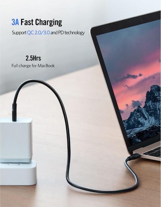 Actual product image Ugreen USB-C Power Delivery QC 3.0 20V 3A 60W (2 m, USB 2.0, 20 W)