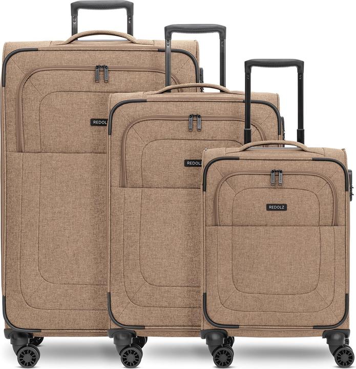 Redolz Essentials 12 THREE SET 4 Rollen Kofferset 3-teilig mit Dehnfalte (201 l, XL (ab 115l))