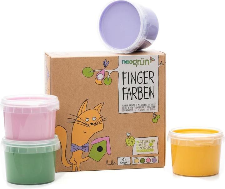 Actual product image Neogrün Finger paints Luka (Green, Violet, Pink, Yellow)