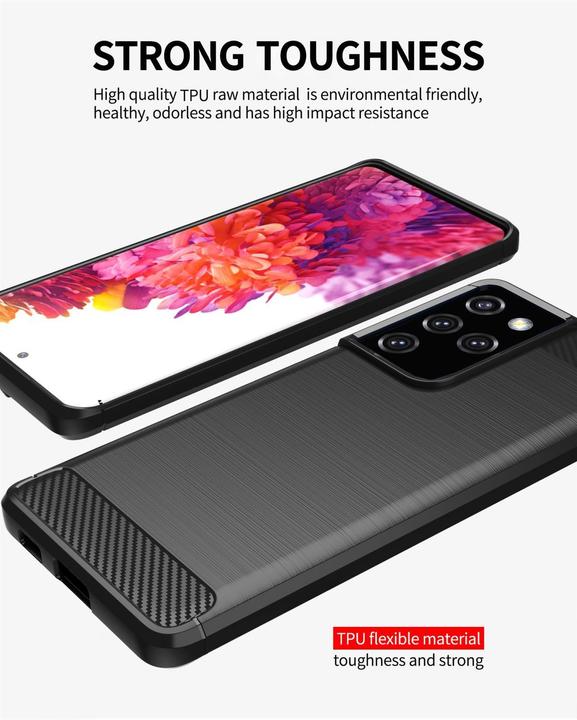 Image du produit Cadorabo TPU Ultra Slim carbon edelstahl Combi Cover (Samsung Galaxy S21 Ultra)