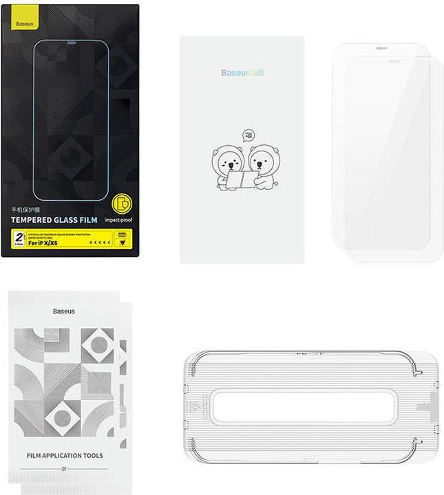 Produktbild Baseus 2x Crystal Tempered Glass 0.3mm for iPhone X/XS (2 Stück, Apple iPhone XS, Apple iPhone X)