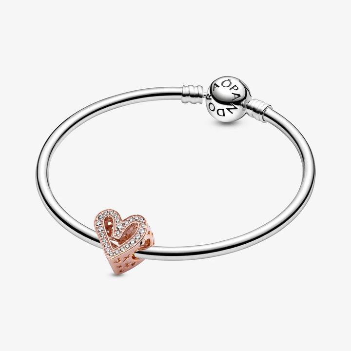 Actual product image Pandora Rose Sparkling Freehand Heart Charm (Metal, rose gold-plated)