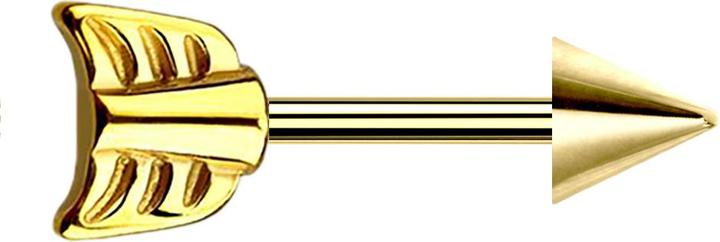 Produktbild Star Piercing Barbell vergoldet mit Cone und Pfeil (Chirurgenstahl 316L)