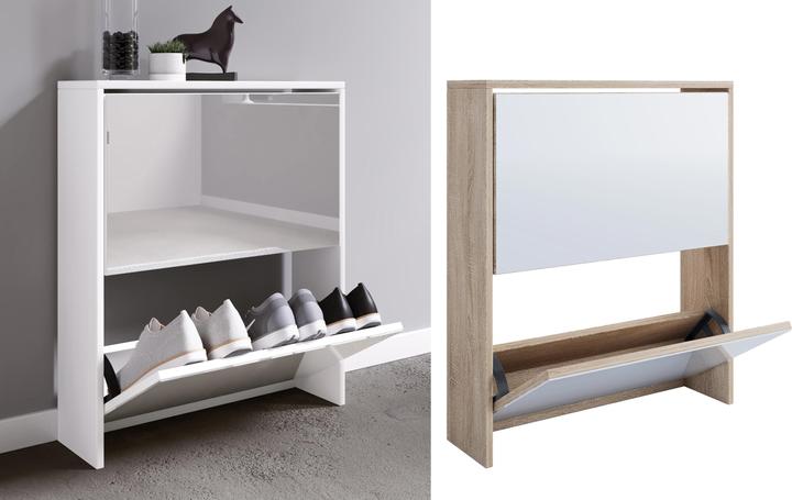 VCM Holz Schuhschrank Stido L mit 2 Spiegel Schuhkipper (63 x 17 x 73 cm)